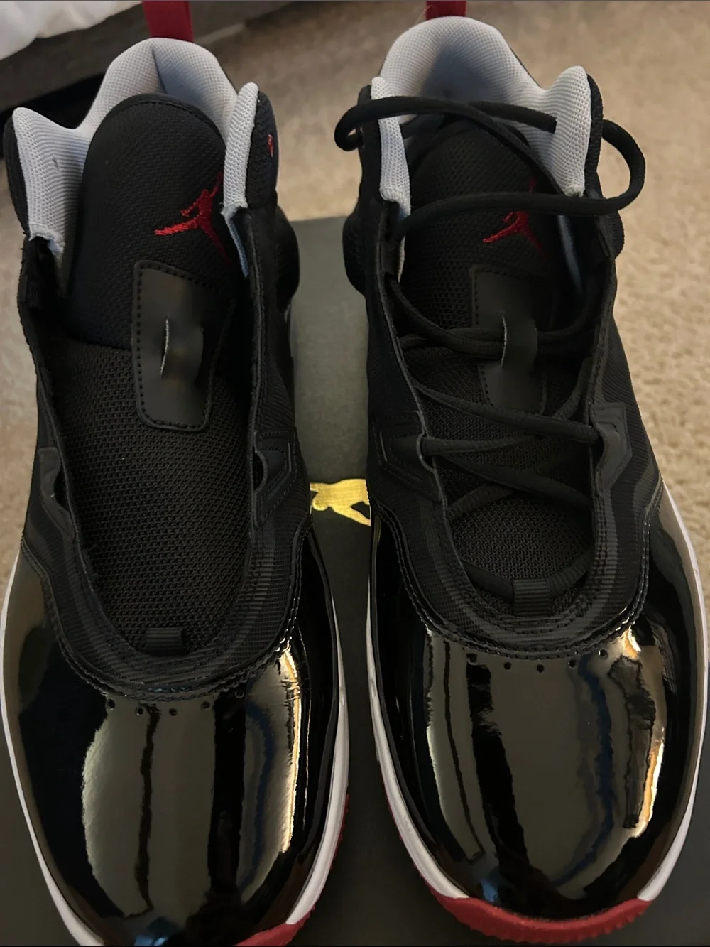 Men’s 12 Jordan Stay Loyal 3 Box Label — Black, Red, Gold